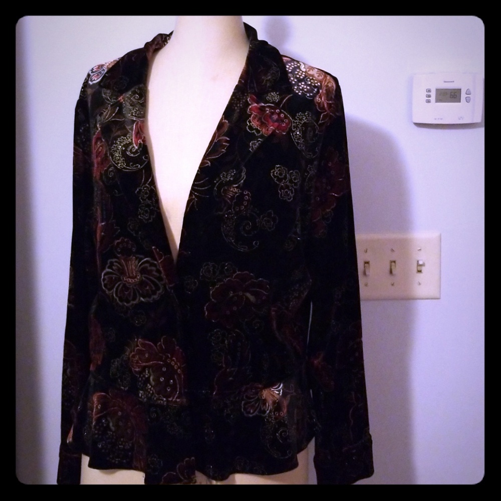 Linda Leal Floral Velvet Blazer xl